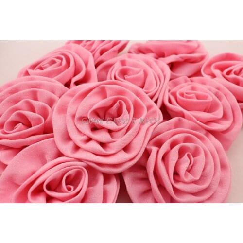 Set of 15pcs big crape silk puff flower - fabric flowers wholesale hair clip flower - wedding boutonniere - diy wedding flower