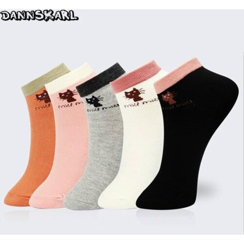 5 Pairs Calcetine New Cute Pattern Women Socks Summer Air Tube Mouth Short Socks For Girl Cotton Female Boat Socks Woman Hosiery