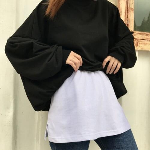New Womens Fake Shirts Hem Underskirts Sweaters Extender Hemline Female All-Match Skirt Elastic Waist Half Slips Skirts Hoodies