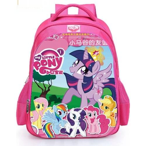 New My little pony unicorn cartoon primary school girl school bag 1-3 grade cartoon backpack burden shoulder bag