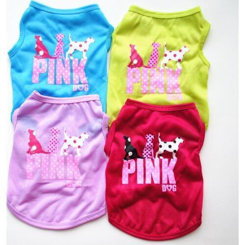 Dog Clothes Summer 2018 Cotton Print Dog Clothing Summer Shirt Hond For Dogs Pets Cute Breathable Teddy Dog Vest XS-L Funny E