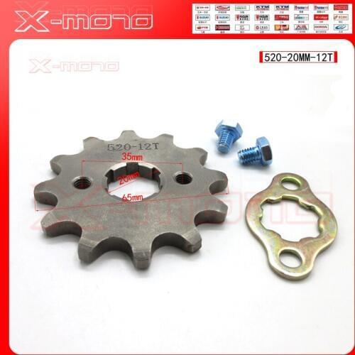 Front Engine Sprocket 520# 12T Teeth 20mm For 520Chain With Retainer Plate Locker Motorcycle Dirt Bike ATV Parts