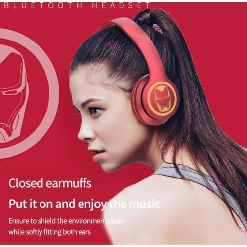 Marvel Avengers Iron Man Captain America Portable Head-mounted Wireless Headset Bluetooth 5.0 Running Stereo Sport Earphone