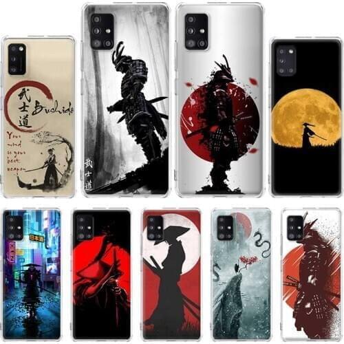 Japanese Samurai Clear Case for Samsung Galaxy A51 A71 5G A31 A21s A11 A01 A91 M31 M21 M30s Capa Back Phone Coque