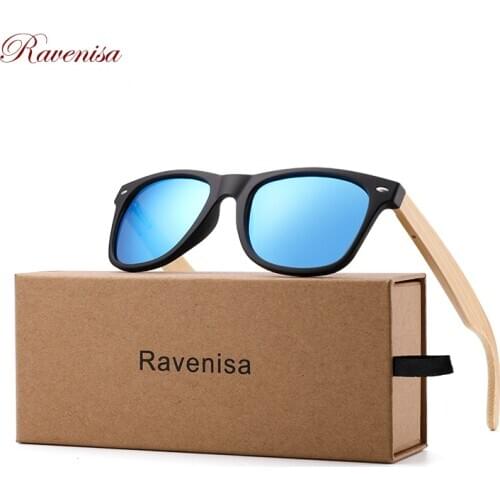 Ravenisa Brand Bamboo Sunglasses Polarized Sun Glasses Men Classic Square goggle Fashion Retro Female Eyewear