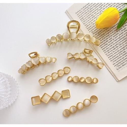 Ruoshui Woman Jade Metal Hair Claws Elegant Barrettes Girls Hair Accessories Hairpins Hair Clip Women hair Accessories Headwear