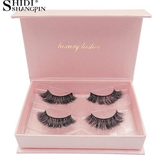 SHIDISHANGPIN 2 Pairs False Eyelashes 3d Mink Eyelashes Natural long Cilios Mink Volume Fake Eye Lashes Maquillaje Mink Lashes