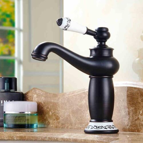 Bathroom Faucet Antique Brass Basin Sink Faucet Single Handle Mixer Hot and Cold Water Tap Crane European Style Deck Mounted Tap