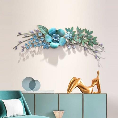 Modern Creative Wall Wrought Iron 3D Simulation Flowers Plant Wall Mural Crafts Decoration Home Porch Wall Hanging Ornament Art