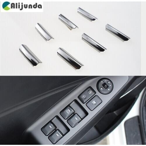 Car styling 7 pieces/set Car stainless steel Window to lift knobs decocation sequins for KIA RIO K2 K3 K5 Forte Sportage R