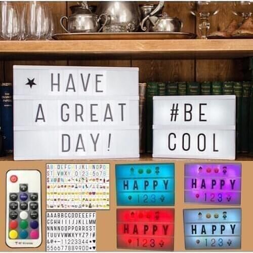 LED Combination Light Box Remote Control 5V RGB A4 DIY Message Board Dimmable USB/Battery Power Night Light Table Lamp