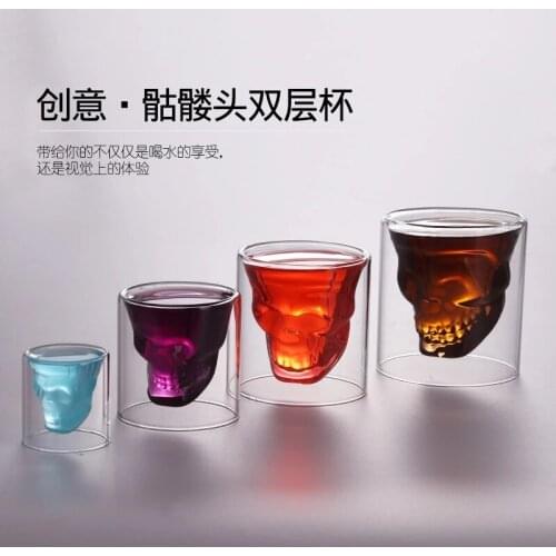 Skull Wine Glass Mug Latte Coffee Whiskey Transparent Glass Cup Vodka Drinking Bar Club Wine Glass
