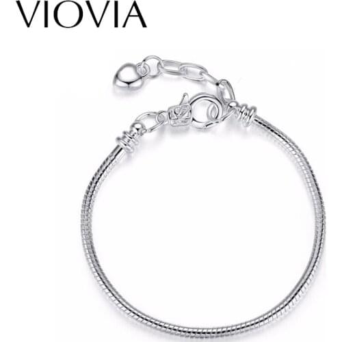 VIOVIA 2019 Lobster Clasp Snake Chain Sizeable Fit Pan Original European Charm for Jewelry Making Bracelets DIY Material B15001