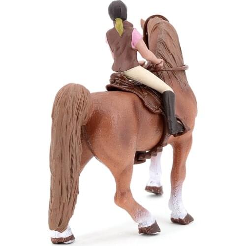 Vivid Solid Plastic Animal Figure Toy Horse with Rider Figurine Statue
