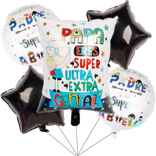 1pcs Spanish Happy Fathers Day Foil Balloons Feliz Dia Super Papa Father Mother Party Decoration Accessories Helium Globos Decor