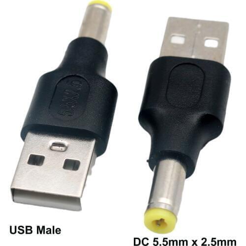 100pcs USB 2.0 Type A Male To 5.5mm x 2.5mm Male Plug 5V DC Power Supply Adapter Converter Connector