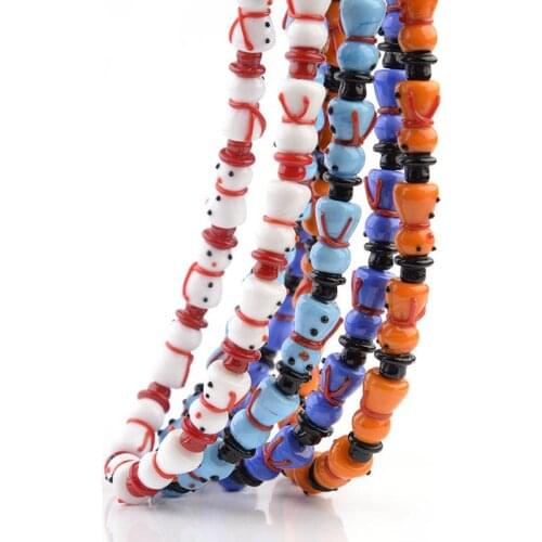 20pcs/strand Snowman Christmas Handmade Lampwork Beads Multicolor Beads Bracelet Necklace Earrings DIY Jewelry Making Findings
