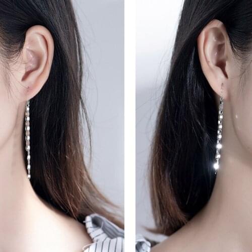 925 Sterling Silver Multi-tassel Sparkle Ear Line Long Wedding Party Charming Earrings Handmade Jewelry for Women Gift New