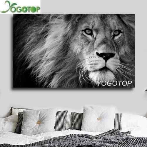 Large Size Black and white lion 5D Diy Diamond Painting Full Drill mosaic Embroidery Pictures Handicraft Wall Art Animal YY1956