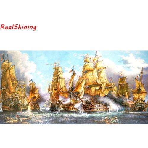 Large size 5D Diy Diamond Painting Cross Stitch full Square Diamond Embroidery sailboat picture for room Decor H1814