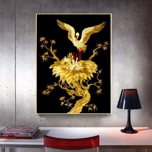 New hot 5d diy diamond embroidery golden yellow flower and bird landscape mural art square round diamond painting home decoratio