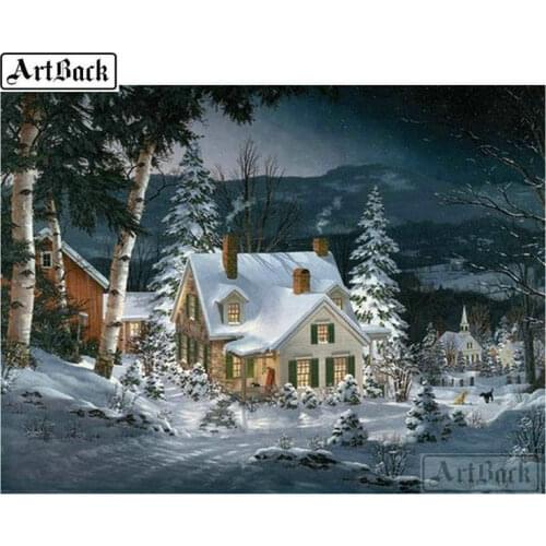 Full square drill winter landscape diamond painting house snow tree 3d diamond embroidery crafts 3d mosaic home decoration