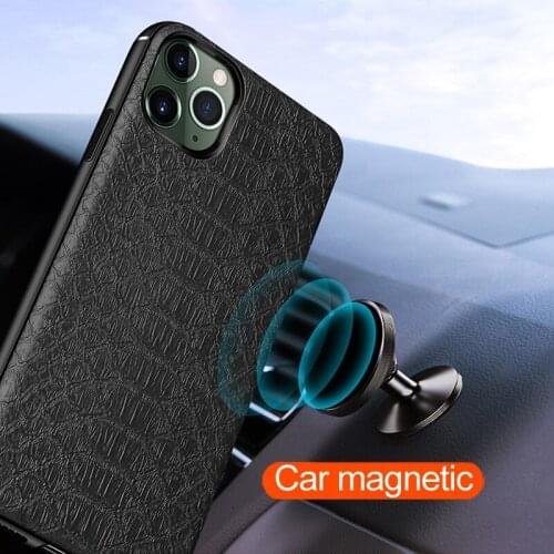 Car Holder Magnetic Texture Crocodile Leather Case For iPhone 11 Pro Max X XS XR Funda Capa For iPhone 6 6S 7 8 Plus Phone Case
