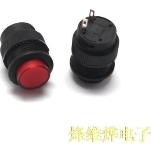 Free shipping self-locking switch button switch / R16-503A Round 16MM 3A / 250V Red 10