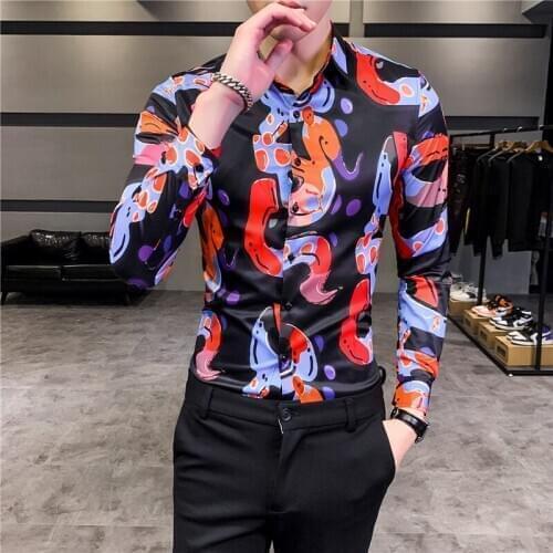 Blouse Streetwear Social Camisa Masculina 2020 Spring Korean Designer Casual Men Shirt Long Sleeve Slim Fit Mens Dress Shirts