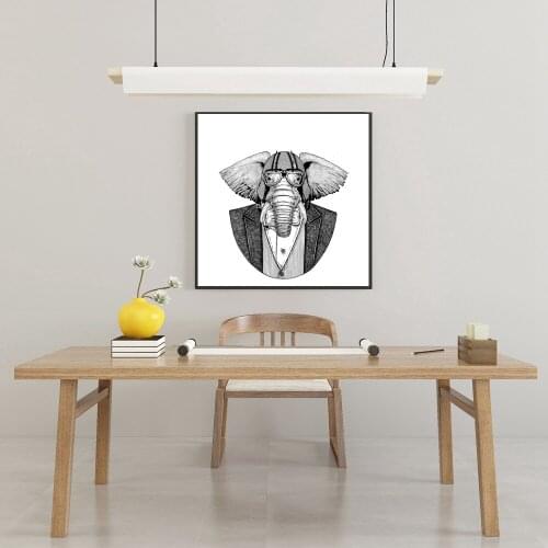 Black and White Cartoon Poster Canvas Print Pirate Pilot Wall Art for Baby Nursery Room Elephant Pig Artwork Dropship