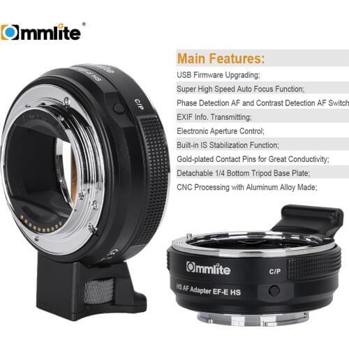 Commlite CM-EF-E HS Faster Auto Focus Lens Adapter for Canon EF/EF-S Lens to Sony E-Mount Camera A9 A7RIII A7 A6000 A6300 A6500