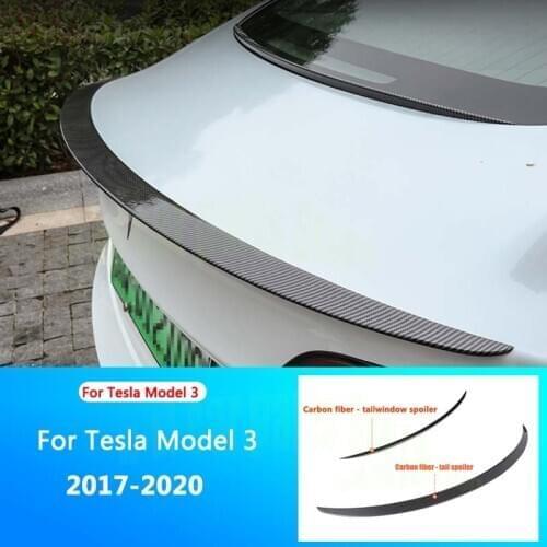 For Tesla Model 3 Spoiler Real Carbon Fiber Model Three Accessories Model3 High Performance Version Trunk Wing Spoiler