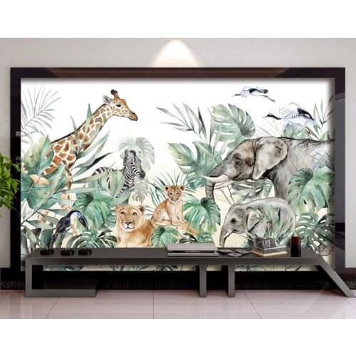 Custom Wallpaper photo Hand-painted Plants Medieval Rainforest Animal Mural Home Decor Living Room Bedroom Tapestry 3d wallpaper