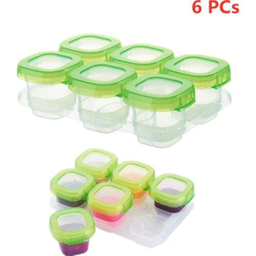 6 Pcs Baby Plastic Food Containers Mini Weaning Freezing Pots Boxes Freezer Storage Box BPA Free