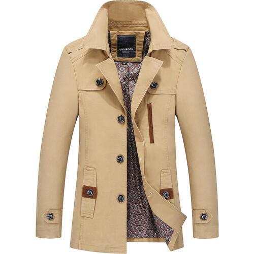 New Arrival Spring Autumn Mens Casual Jacket Long Style Solid Colors Windproof Outwear Cotton Fashion England Trench Coat