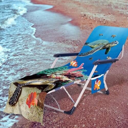 Summer Microfiber Recliner Beach Towel Fashion Print Sunbathing Sling Chair Cover with Pocket Lazy Lounger Chair Beach Towels