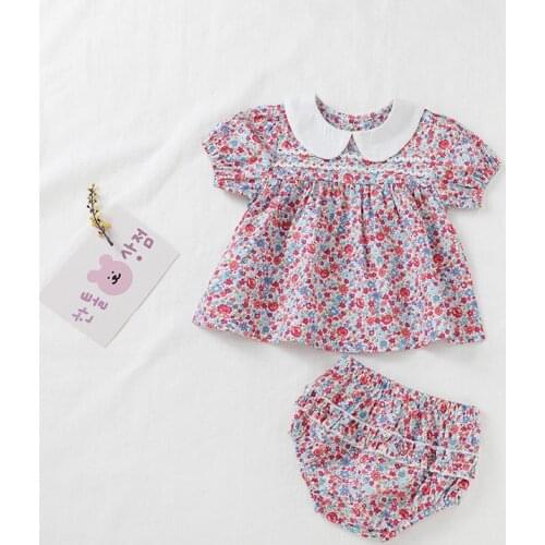 Summer Newborn Baby Girls Clothes Sleeveless Dress+print 2PCS Outfits Set Shorts floral Dress Cute Clothing Sets Infant Outfits