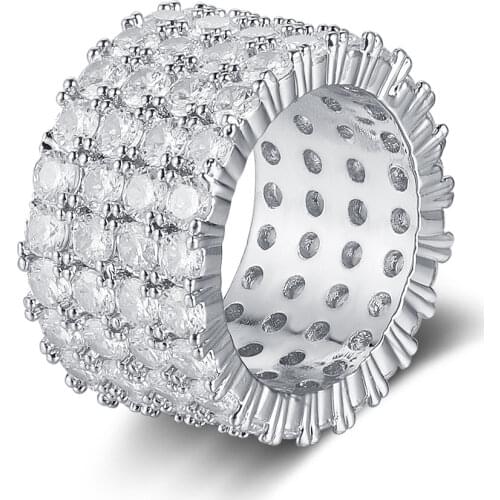 Fashion Iced Out Hip Hop Jewelry Rings Dropshipping Men Women 100% Micro Pave Zircon Ring Wholesale Rapper Jewellery