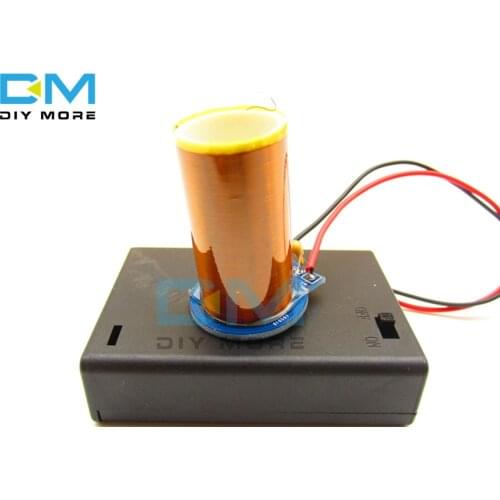 DC4.5V Mini Tesla Coil Kit Magic Props DIY Parts Empty Lights Technology Electronic Kit Mini Tesla Coil Module with Battery Box