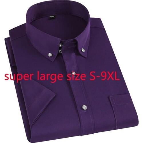 New Arrival Fashion Super Large Cotton Bamboo Fiber Men Short Sleeve Large Casual Shirts Summer Plus Size S -5XL 6XL 7XL 8XL 9XL