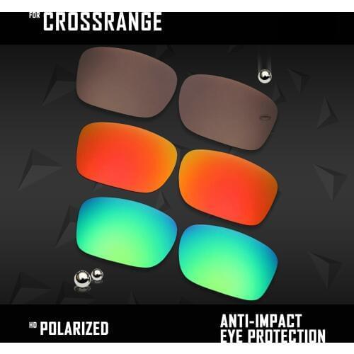 OOWLIT 3 Pairs Polarized Sunglasses Replacement Lenses for Oakley Crossrange OO9361-Brown & Fire Red & Emerald Green
