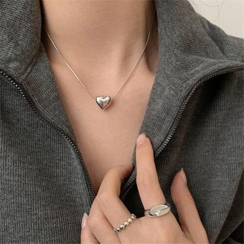 925 Sterling Silver Tassel Heart Charm Necklace For Women Creative Pendant Elegant Wedding Party Jewelry dz839