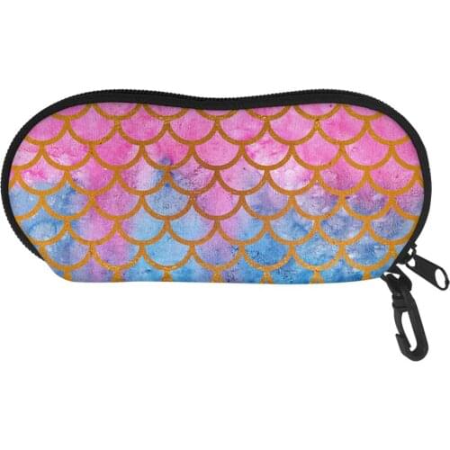 Polynesian Merid Printed Fashion Unisex Glasses Case with Lanyard Zipper Eyeglasses Cases Portable Eyewear Accessories