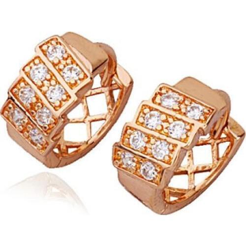 MxGxFam Russian Gold Color Classic Hoop Earring with Precious Zircon