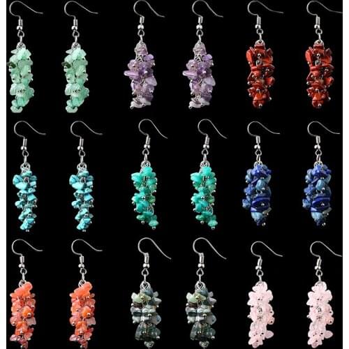 Long Tassel Hanging Drop Earrings Boho Natural Irregular Crystal Stone Earring Women Fashion Jewelry Accessories Gift