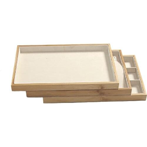 1 Pc Bamboo Wood Velvet Jewelry Display Jewelry Storage Box Ring Earring Necklace Bracelet Pendant Display Organizer