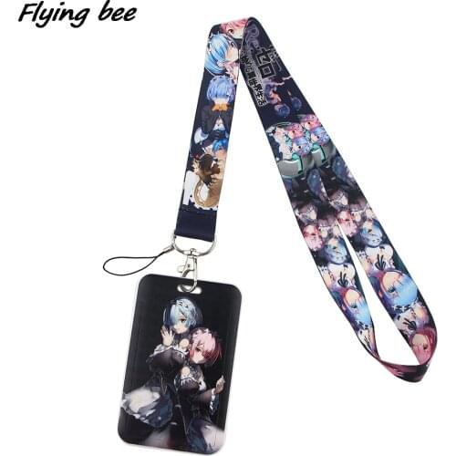 Flyingbee X1630 Anime Girl Cartoon Lanyard Card Holder Student Hanging Neck Mobile Phone Lanyard Badge Subway Access Card Holder
