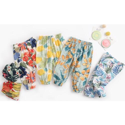 2020 Summer Baby Mosquito Pants Floral Print Thin Section Baby Girls Pants Children Bloomers Pant Kids Clothes