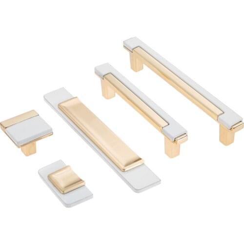 Modern Handle K Gold+White Contrast Color Pull Alloy Knob Simple Style w/screw Decor Door Kitchen Cabinet Drawer Fashion Elegant