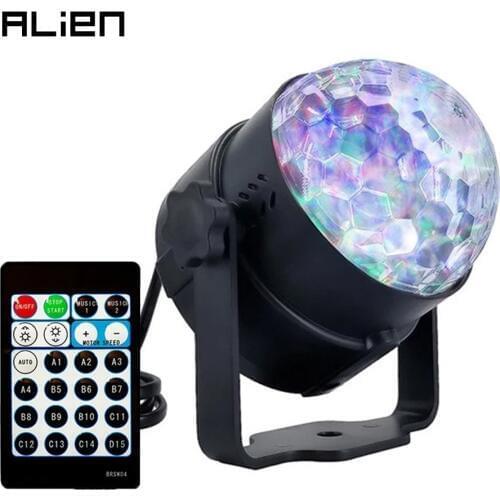 ALIEN 6W 15 Colors LED Water Wave Stage Projecting Lighting Effect DJ Disco Party Crystal Magic Ball Lamp With Remote Controller